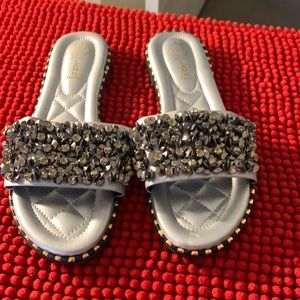 Blinged out flip flop sandals. Size 8.